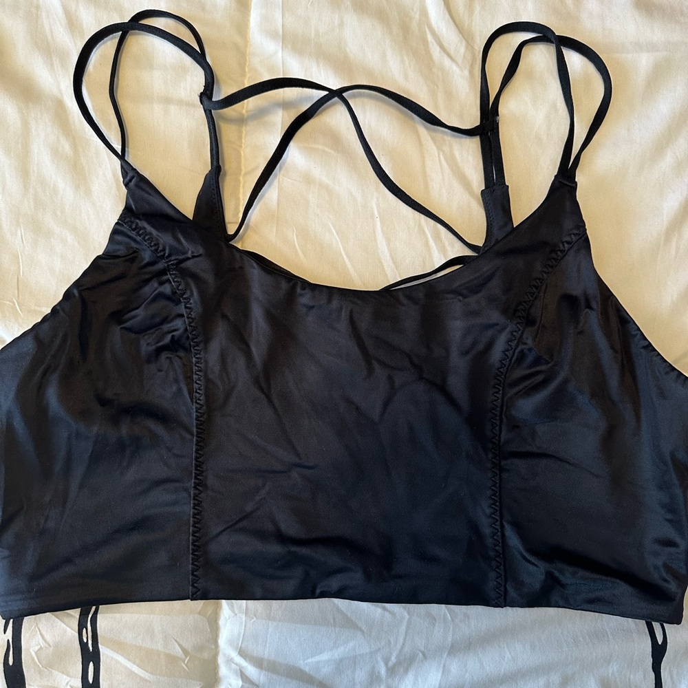 Victoria’s Secret black satin sport bra